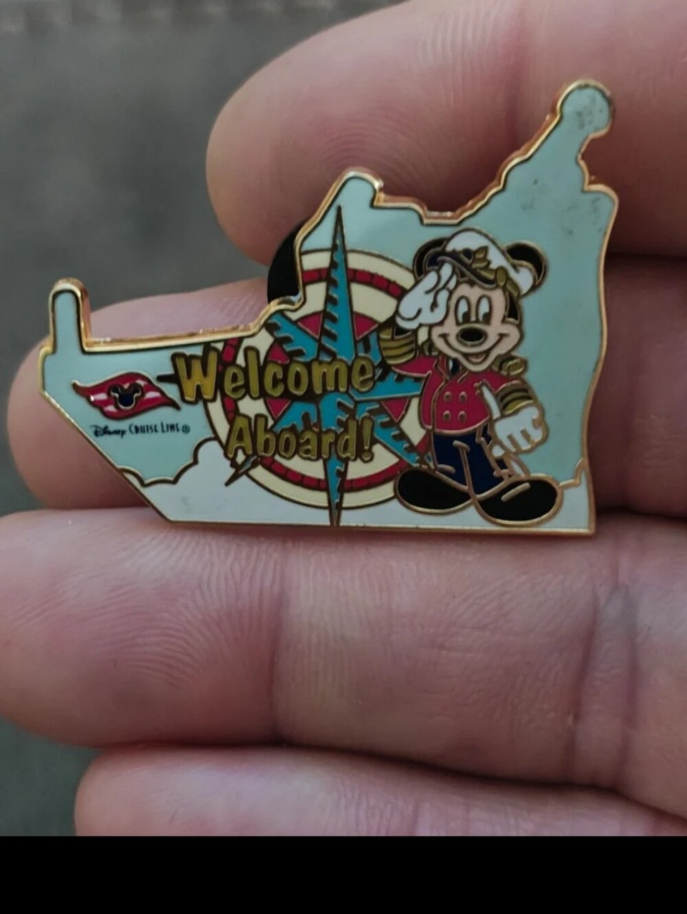 Cool 2008 Disney Cruise Line Gold Tone Enamel Pin Featuring Captain Mickey Mouse